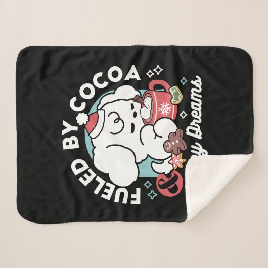 Couverture Sherpa Cosy Puppy Dreams - Chocolat chaud et Noël (Devant (Horizontal))