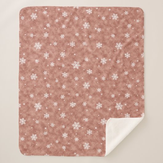 Couverture Sherpa Cosy Rose Gold Parties scintillant Étoiles Snowfla (Devant)