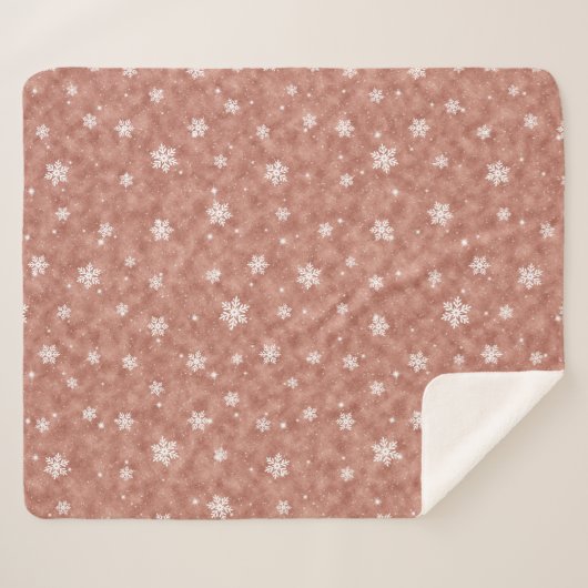 Couverture Sherpa Cosy Rose Gold Parties scintillant Étoiles Snowfla (Devant (Horizontal))