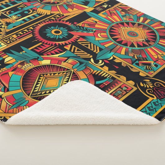 Couverture Sherpa Cosy Turquoise "Aztec Dream" Plush Sherpa Blanket (3/4)