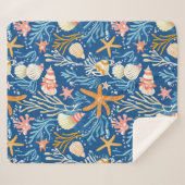 Couverture Sherpa Côtière rustique - Coquillages, Starfish, Reef (26 (Devant (Horizontal))