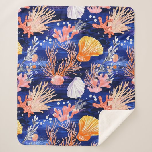 Couverture Sherpa Côtière rustique - Coquillages, Starfish, Reef (27 (Devant)