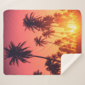Couverture Sherpa Coucher de soleil des arbres tropicaux (Devant (Horizontal))