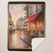 Couverture Sherpa Coucher De Soleil Doré Sur Un Café De Ville Pluvie (Devant)