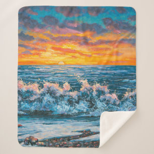 Couverture Sherpa Coucher de soleil lumineux pendant une tempête. Pe