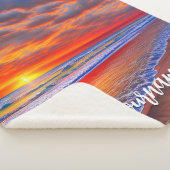 Couverture Sherpa Coucher de soleil tropical avec nom personnalisé (3/4)