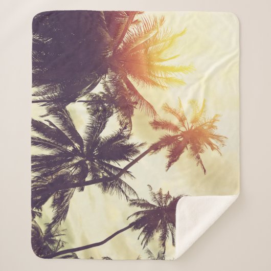 Couverture Sherpa Coucher de soleil tropical : Palm Silhouette Vinta (Devant)