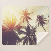 Couverture Sherpa Coucher de soleil tropical : Palm Silhouette Vinta (Devant (Horizontal))