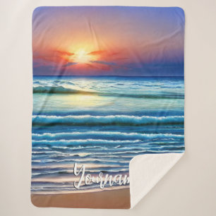 Couverture Sherpa Coucher de soleil tropical sur la plage