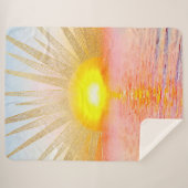 Couverture Sherpa Coucher d'or Soleil Mandala Aquarelle Mer (Devant (Horizontal))