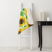 Couverture Sherpa Couleur d'eau des fleurs de soleil (En situation)