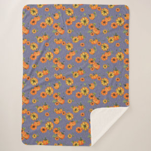 Couverture Sherpa Couleur d'eau peinte Citrouille d'automne orange/v