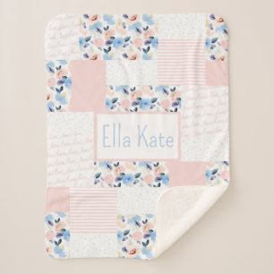 Couverture Sherpa Couleur d'eau rose et bleu pour bébé pour enfants