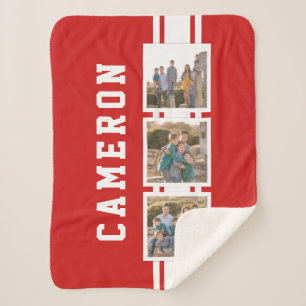 Couverture Sherpa Couleur modifiable Varsity White Stripes Photo