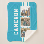 Couverture Sherpa Couleur modifiable Varsity White Stripes Photo (Devant)