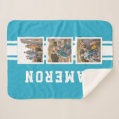 Couverture Sherpa Couleur modifiable Varsity White Stripes Photo (Devant (Horizontal))