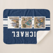 Couverture Sherpa Couleur modifiable Varsity White Stripes Photo (Devant (Horizontal))