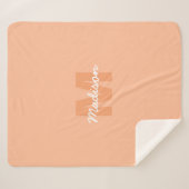 Couverture Sherpa Couleur pêche pastel cool avec nom de monogramme p (Devant (Horizontal))