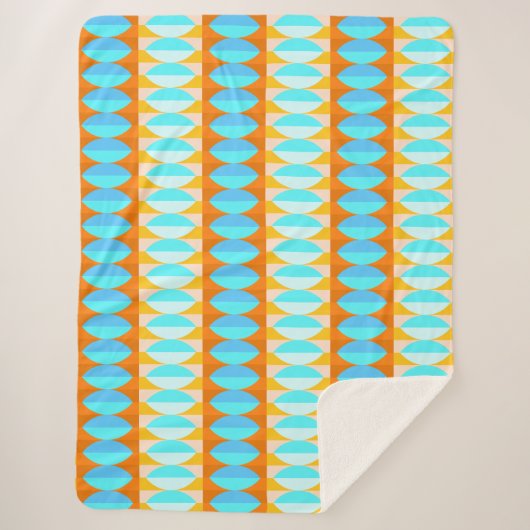Couverture Sherpa Couleur Turquoise Bleu Orange Jaune Motif (Devant)
