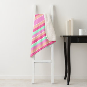 Couverture Sherpa Couleurs de bonbons rayures