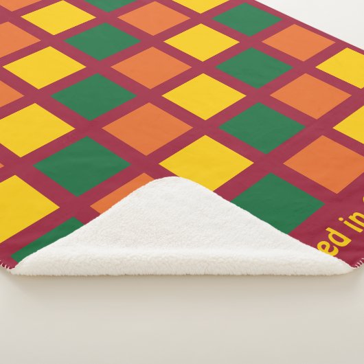 Couverture Sherpa Couleurs épicées modernes Carrés géométriques pers (3/4)