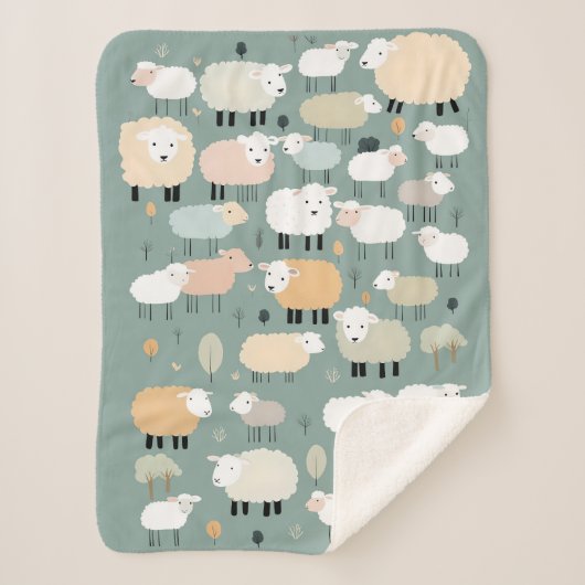 Couverture Sherpa Couleurs motifs pastel mouton mignon minimes (Devant)