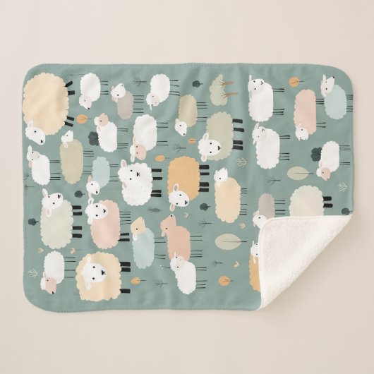 Couverture Sherpa Couleurs motifs pastel mouton mignon minimes (Devant (Horizontal))