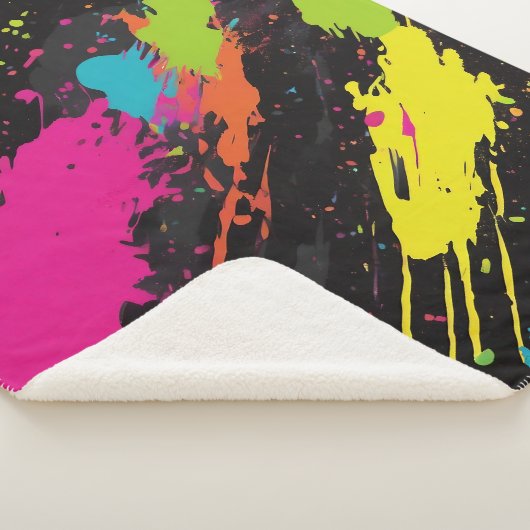 Couverture Sherpa Couleurs néon Retro Paint Splatter (3/4)