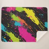 Couverture Sherpa Couleurs néon Retro Paint Splatter (Devant (Horizontal))