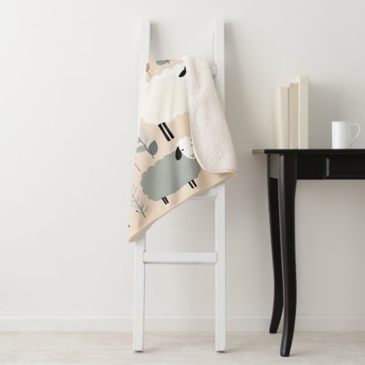 Couverture Sherpa Couleurs pastel mouton mignonne Minimal Personnali (En situation)