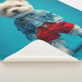 Couverture Sherpa Coupe Westie stylish en Denim et Basket (3/4)
