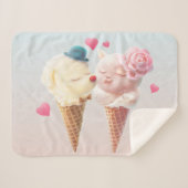 Couverture Sherpa Couple de crème glacée - Amour au premier coup (Devant (Horizontal))