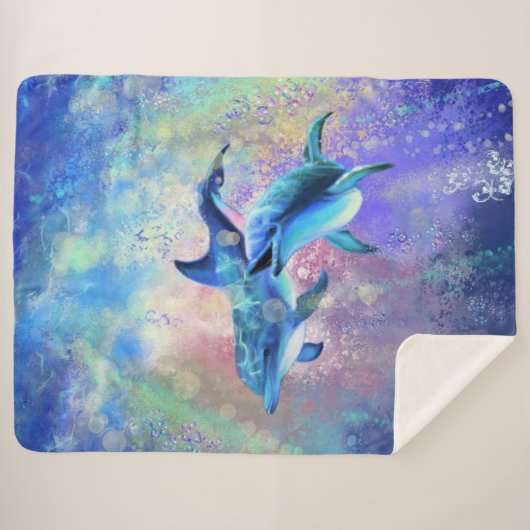 Couverture Sherpa Couple Dolphin Sherpa Blanket (Devant (Horizontal))