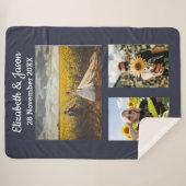 Couverture Sherpa Couples personnalisées nom et date de collage phot (Devant (Horizontal))