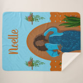 Couverture Sherpa Courbe, Femme noire, Plantes domestiques, Orange & (Devant (Horizontal))