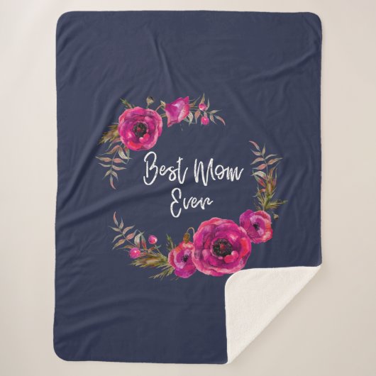 Couverture Sherpa Couronne de fleurs de pavot fuchsia rose Meilleure (Devant)