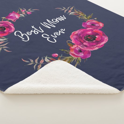 Couverture Sherpa Couronne de fleurs de pavot fuchsia rose Meilleure (3/4)