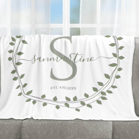 Couverture Sherpa Couronne de monogramme de script de calligraphie