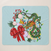 Couverture Sherpa Couronne de Noël Dragon Chinois Fantastique (Devant (Horizontal))