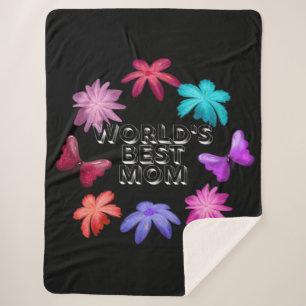 Couverture Sherpa Couronne florale papillon pour la meilleure maman