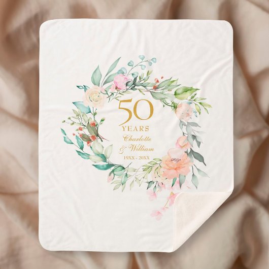 Couverture Sherpa Couronne florale pour le 50e anniversaire de maria
