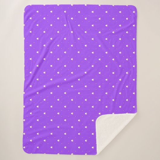 Couverture Sherpa Couronnes sur fond violet (Devant)