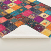 Couverture Sherpa Courtepoint Patchwork Vibrant avec Florales Classi (3/4)