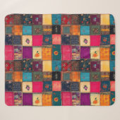 Couverture Sherpa Courtepoint Patchwork Vibrant avec Florales Classi (Devant (Horizontal))