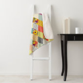 Couverture Sherpa courtepoint vintage floral patchwork (En situation)