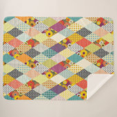 Couverture Sherpa courtepoint vintage floral patchwork (Devant (Horizontal))