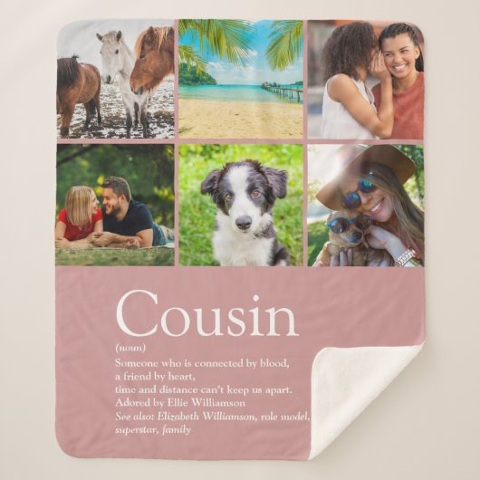 Couverture Sherpa Cousin Dusty Rose Pink Photo Collage (Devant)