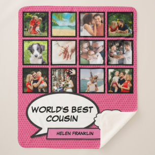 Couverture Sherpa Cousine Cool Fille Rose Amusant Collage Photo Comi