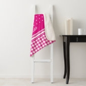 Couverture Sherpa Coussin Fox avec foulard d'art nom rose blanc (En situation)