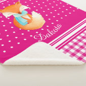 Couverture Sherpa Coussin Fox avec foulard d'art nom rose blanc (3/4)
